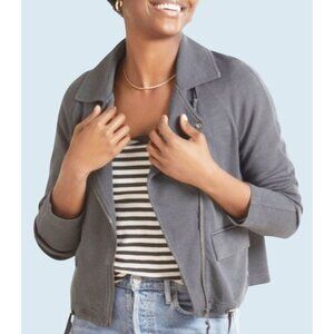 MARRAKECH Lange Moto Scuba Knit Grey Jacket Size Medium